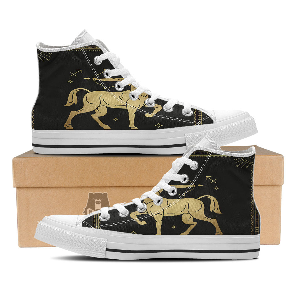 Sagittarius Sign Astrological Print White High Top Shoes-grizzshop