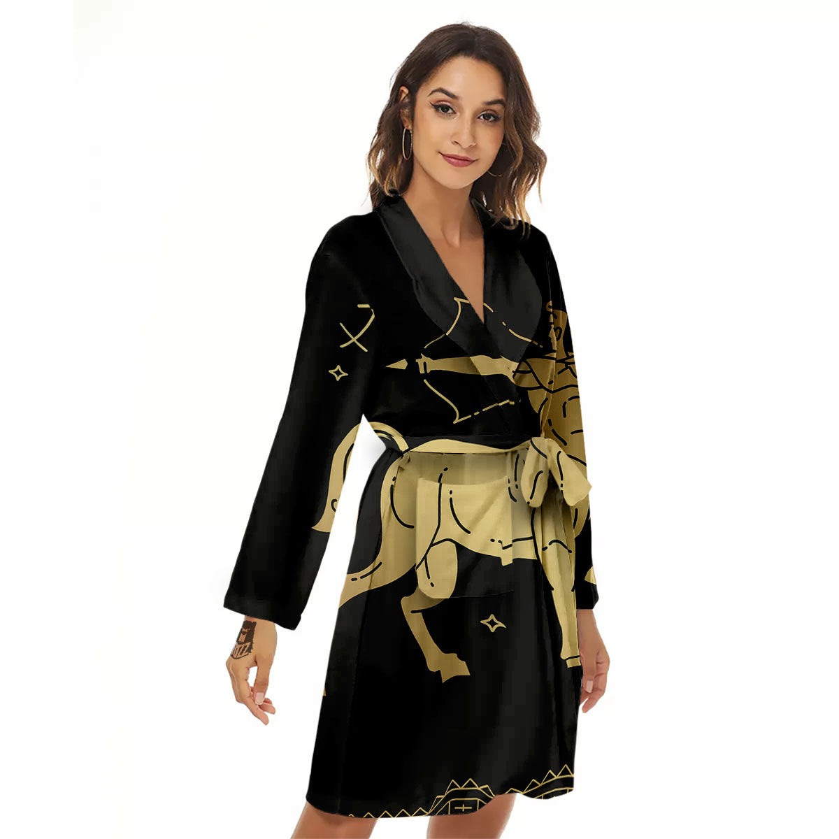 Sagittarius Sign Astrological Print Women's Robe-grizzshop