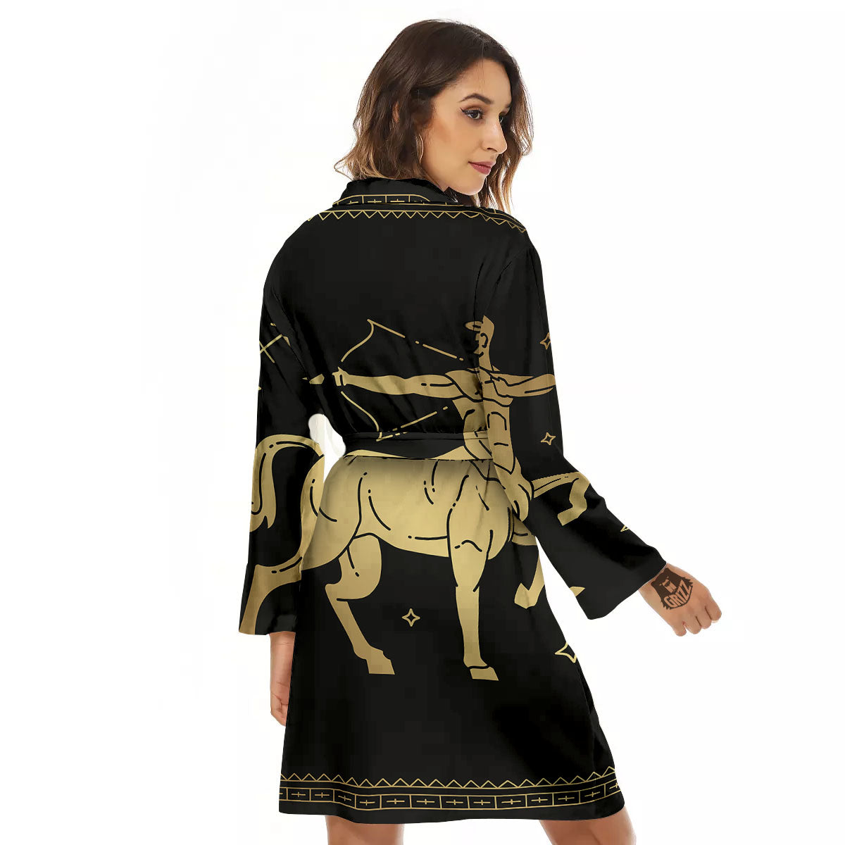 Sagittarius Sign Astrological Print Women's Robe-grizzshop