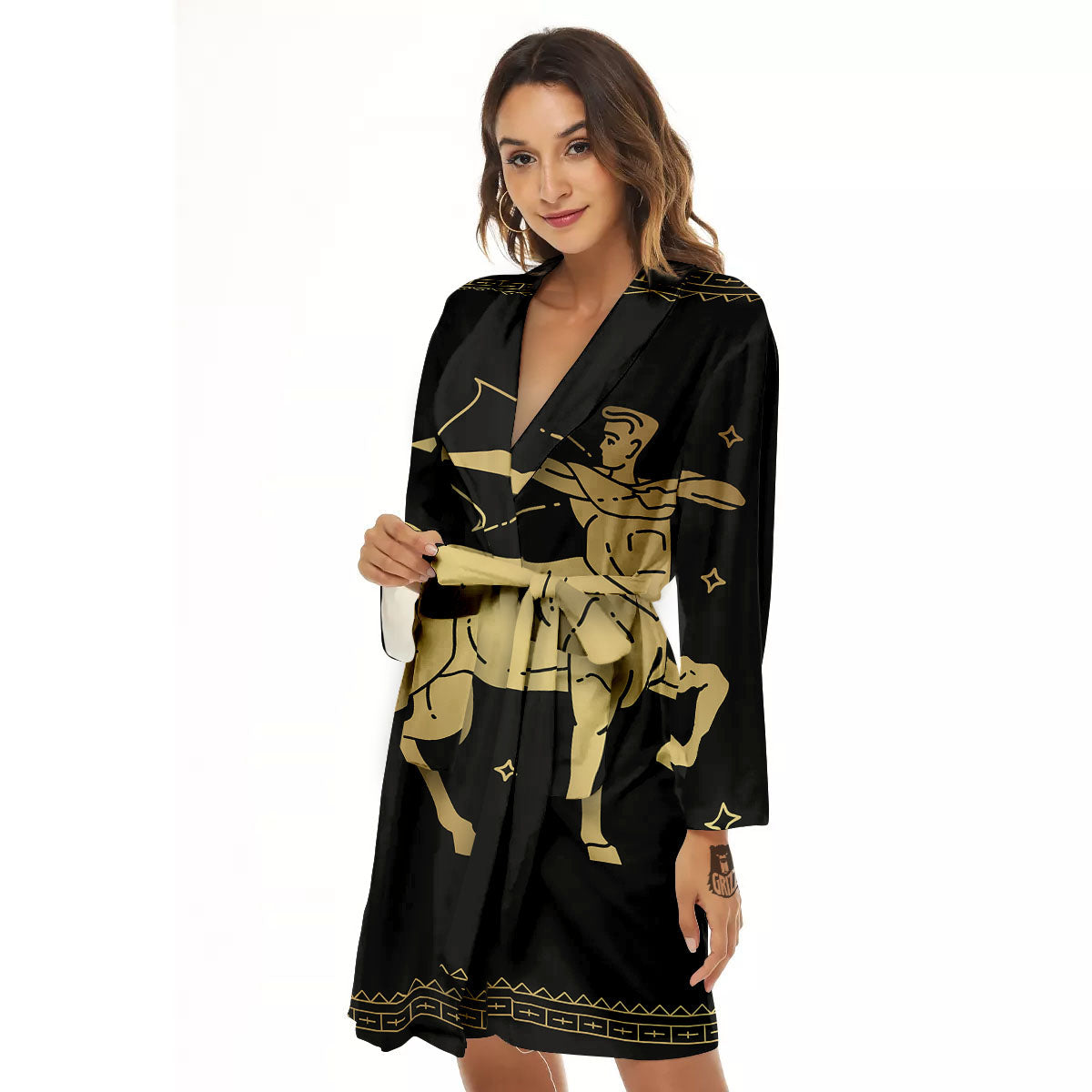 Sagittarius Sign Astrological Print Women's Robe-grizzshop