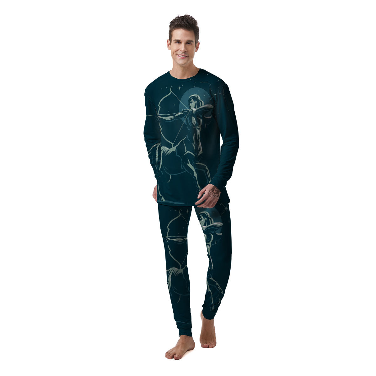 Sagittarius Sign Astrology Print Men's Pajamas-grizzshop