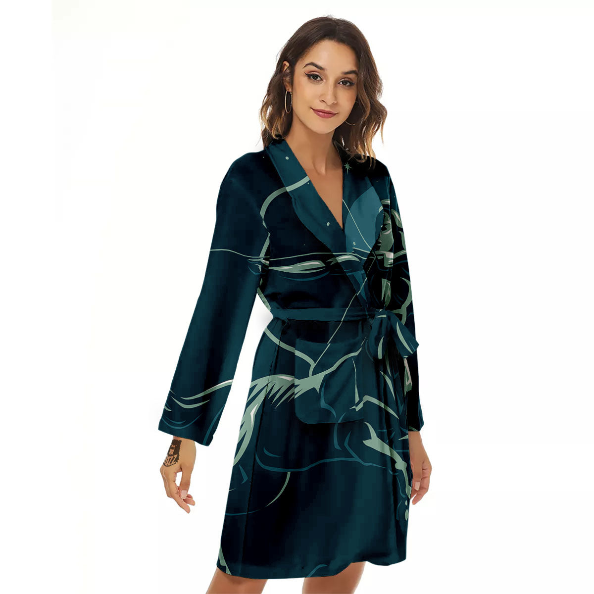 Sagittarius Sign Astrology Print Women's Robe-grizzshop