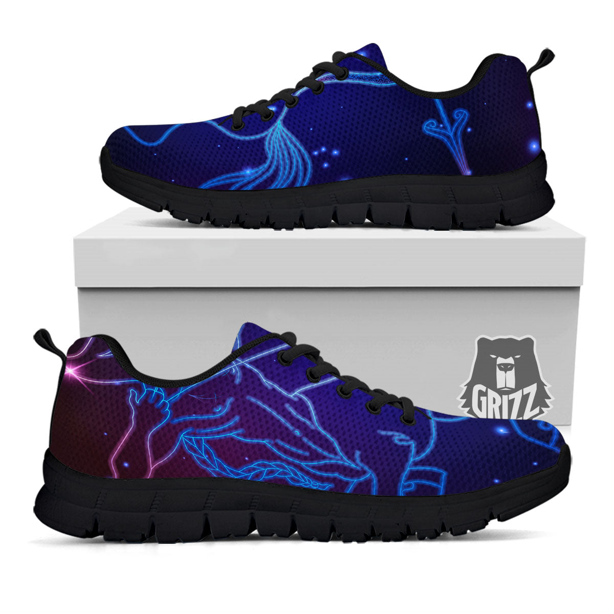 Sagittarius Sign Horoscope Print Black Sneaker-grizzshop