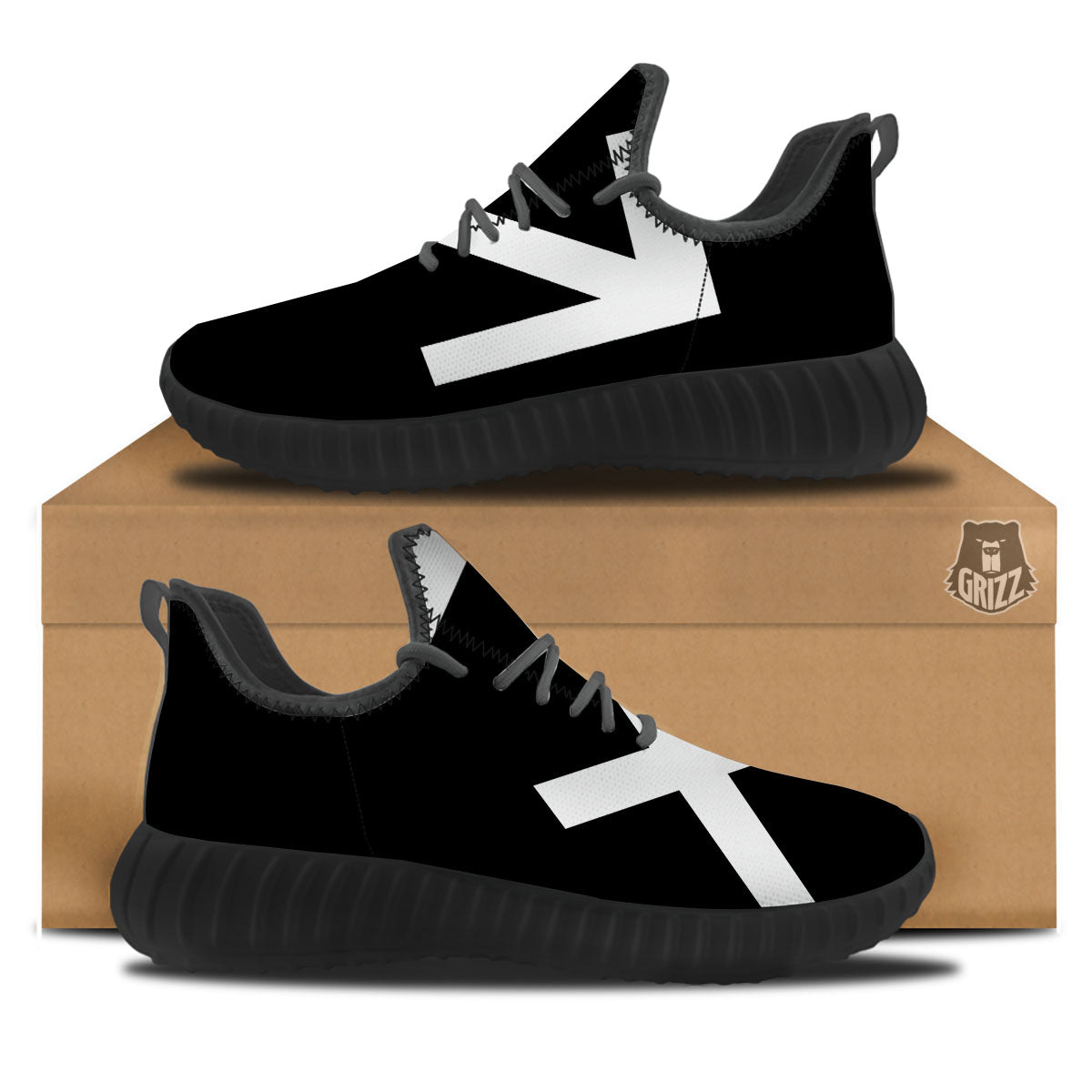 Sagittarius Sign White And Black Print Black Walking Shoes-grizzshop