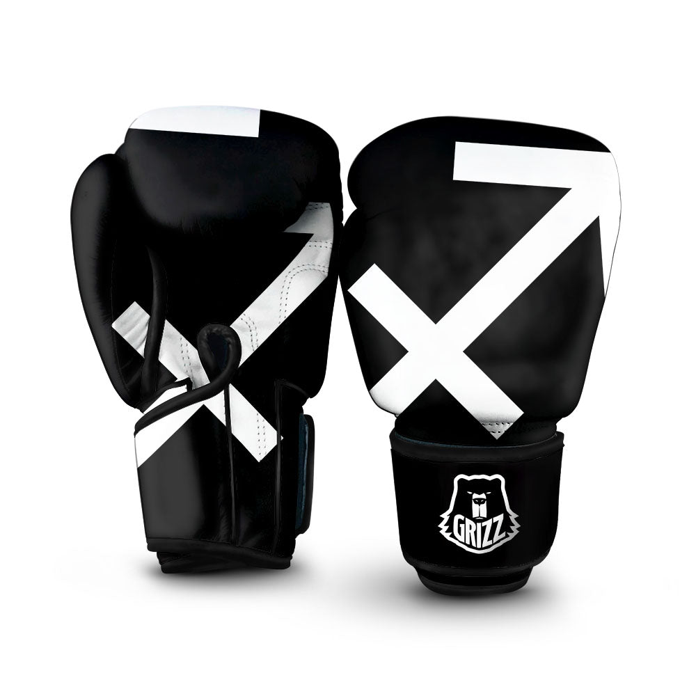 Sagittarius Sign White And Black Print Boxing Gloves-grizzshop