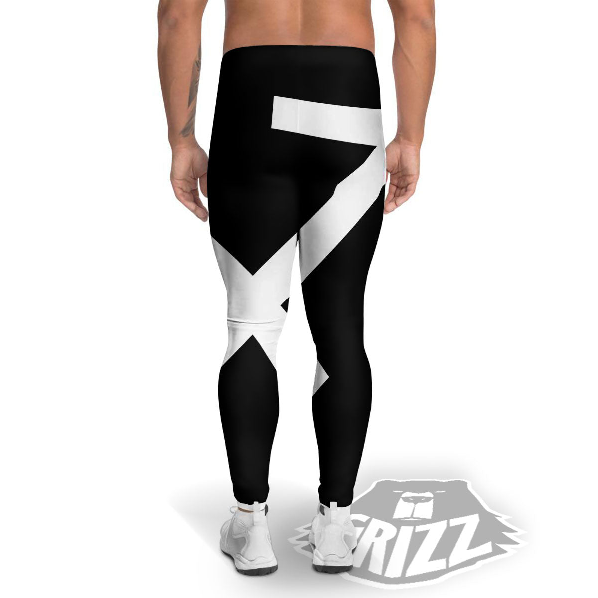 Sagittarius Sign White And Black Print Men's Leggings-grizzshop