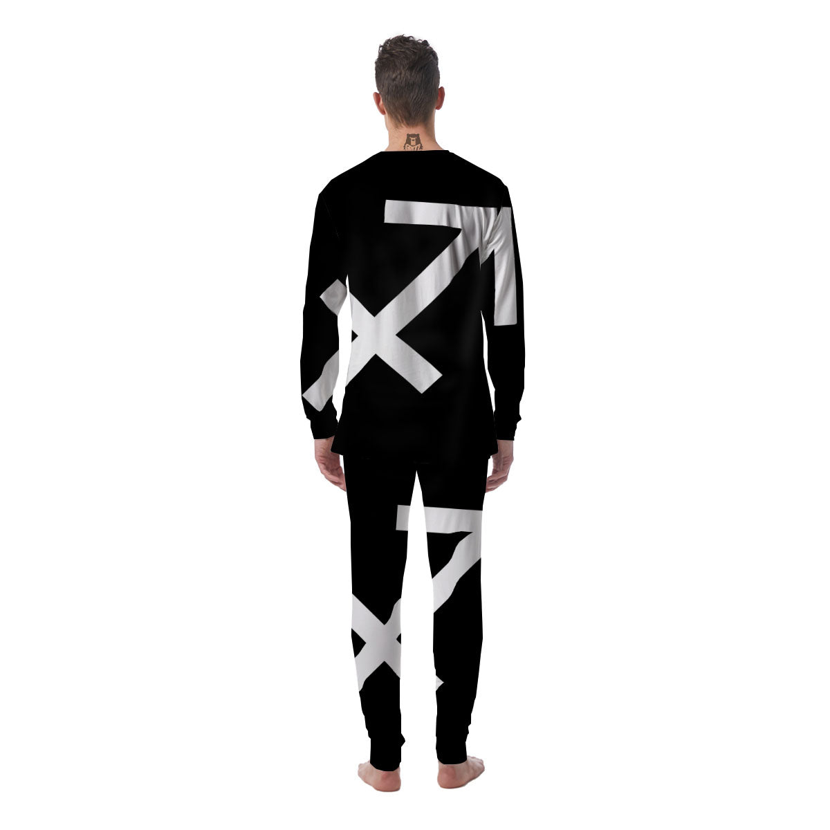 Sagittarius Sign White And Black Print Men's Pajamas-grizzshop