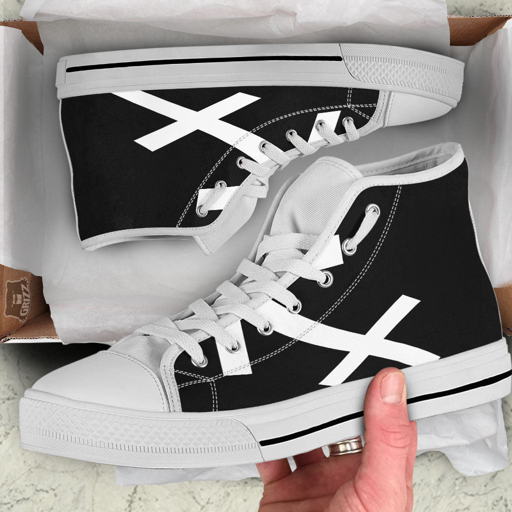 Sagittarius Sign White And Black Print White High Top Shoes-grizzshop