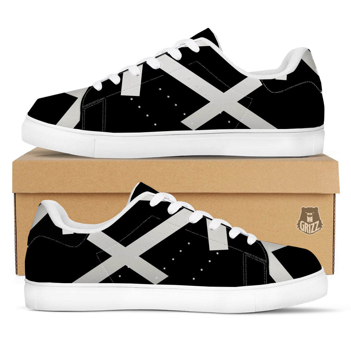 Sagittarius Sign White And Black Print White Low Top Sneakers-grizzshop