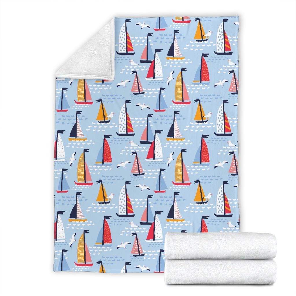 Sailboat Ocean Pattern Print Blanket-grizzshop