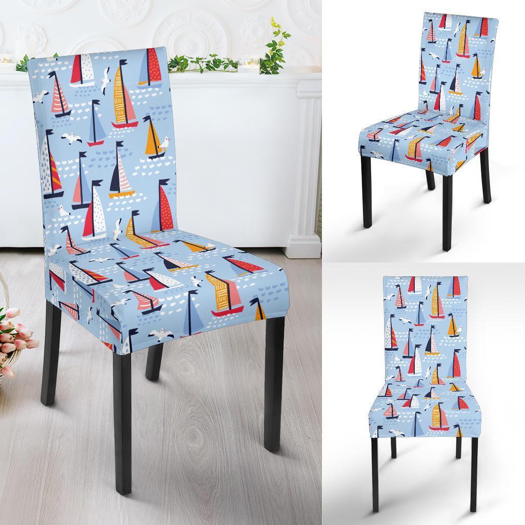 Sailboat Ocean Pattern Print Chair Cover-grizzshop