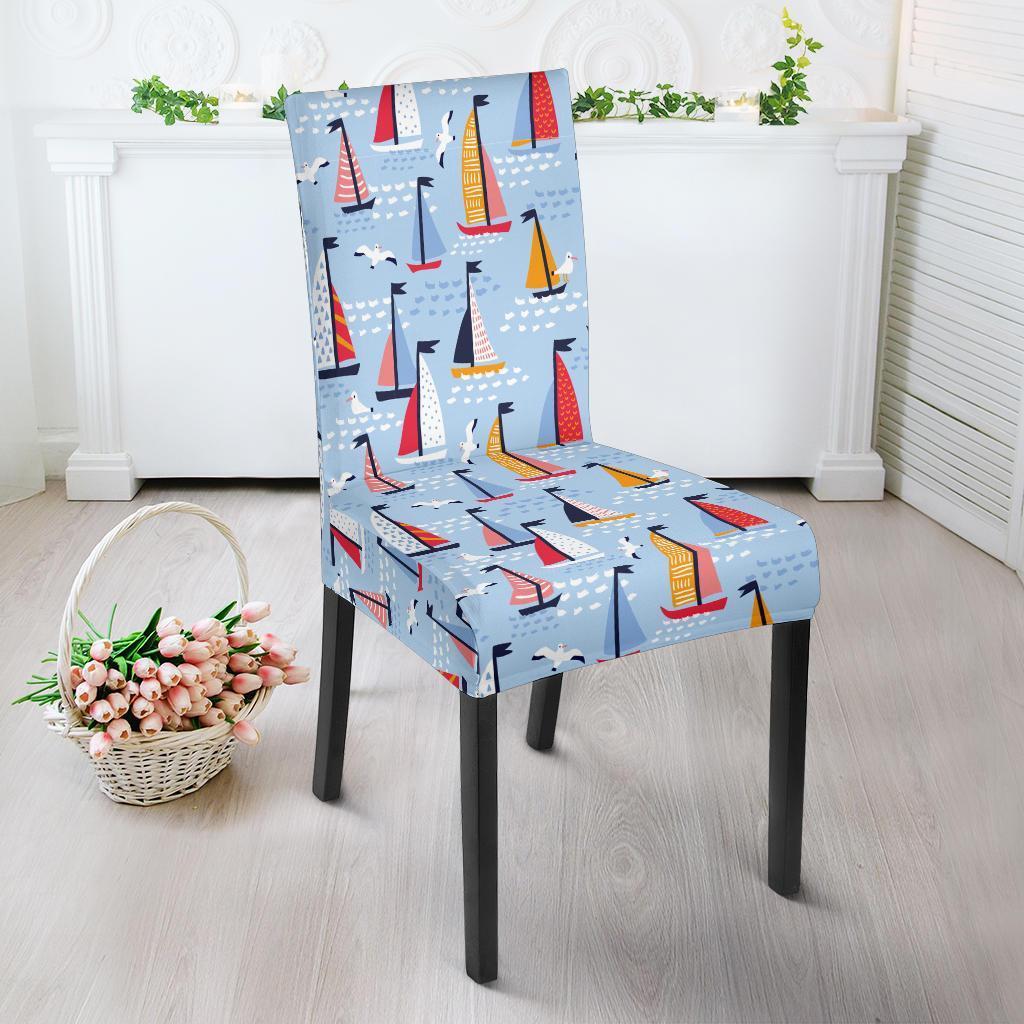 Sailboat Ocean Pattern Print Chair Cover-grizzshop