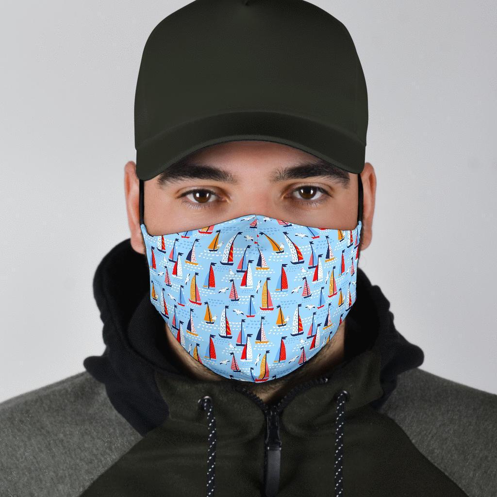 Sailboat Ocean Pattern Print Face Mask-grizzshop