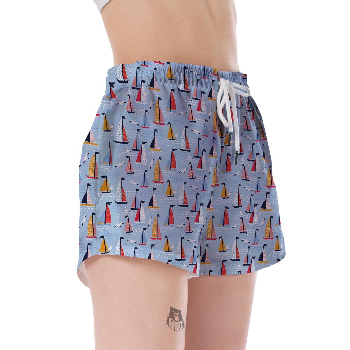 Sailboat Ocean Pattern Print Women's Shorts-grizzshop