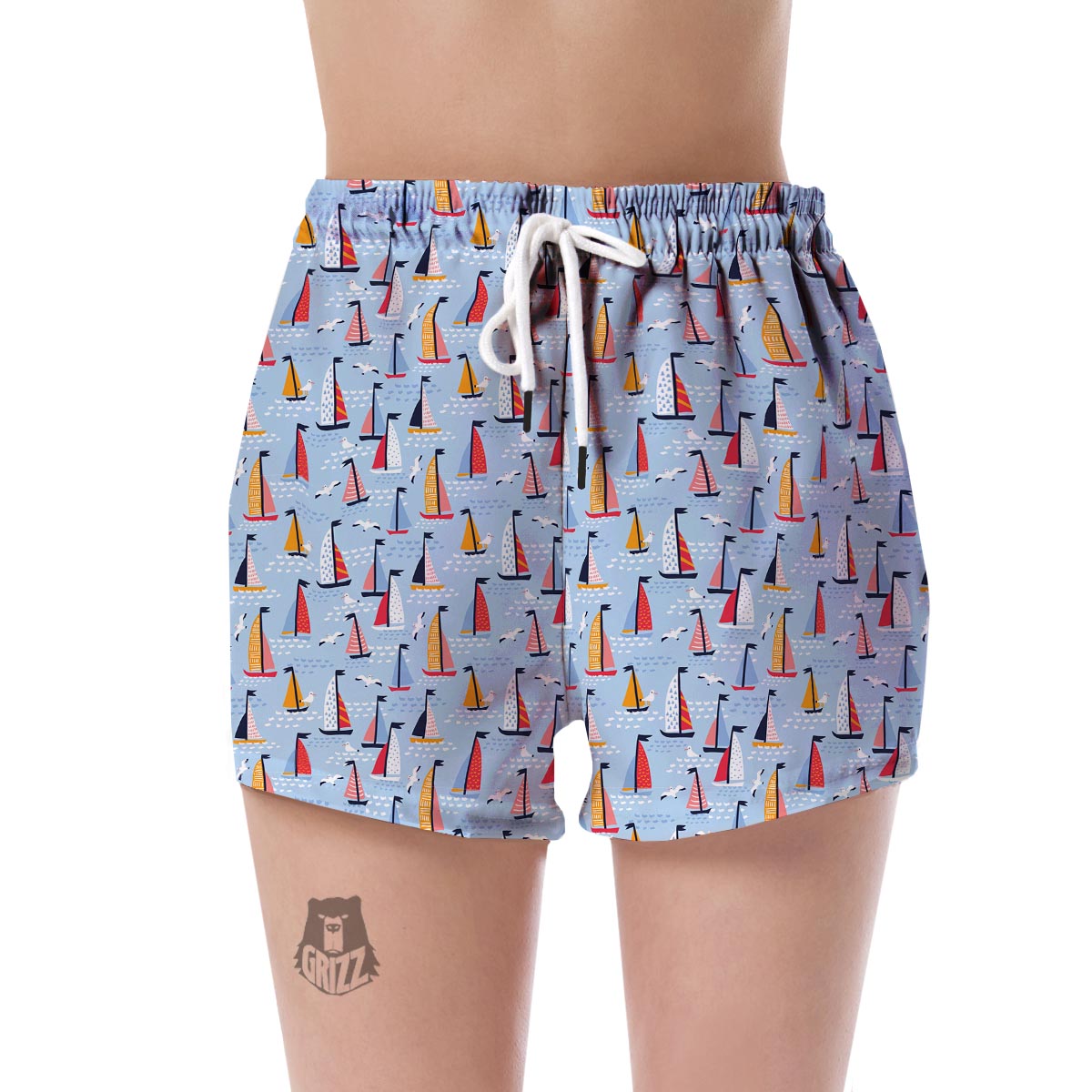 Sailboat Ocean Pattern Print Women's Shorts-grizzshop