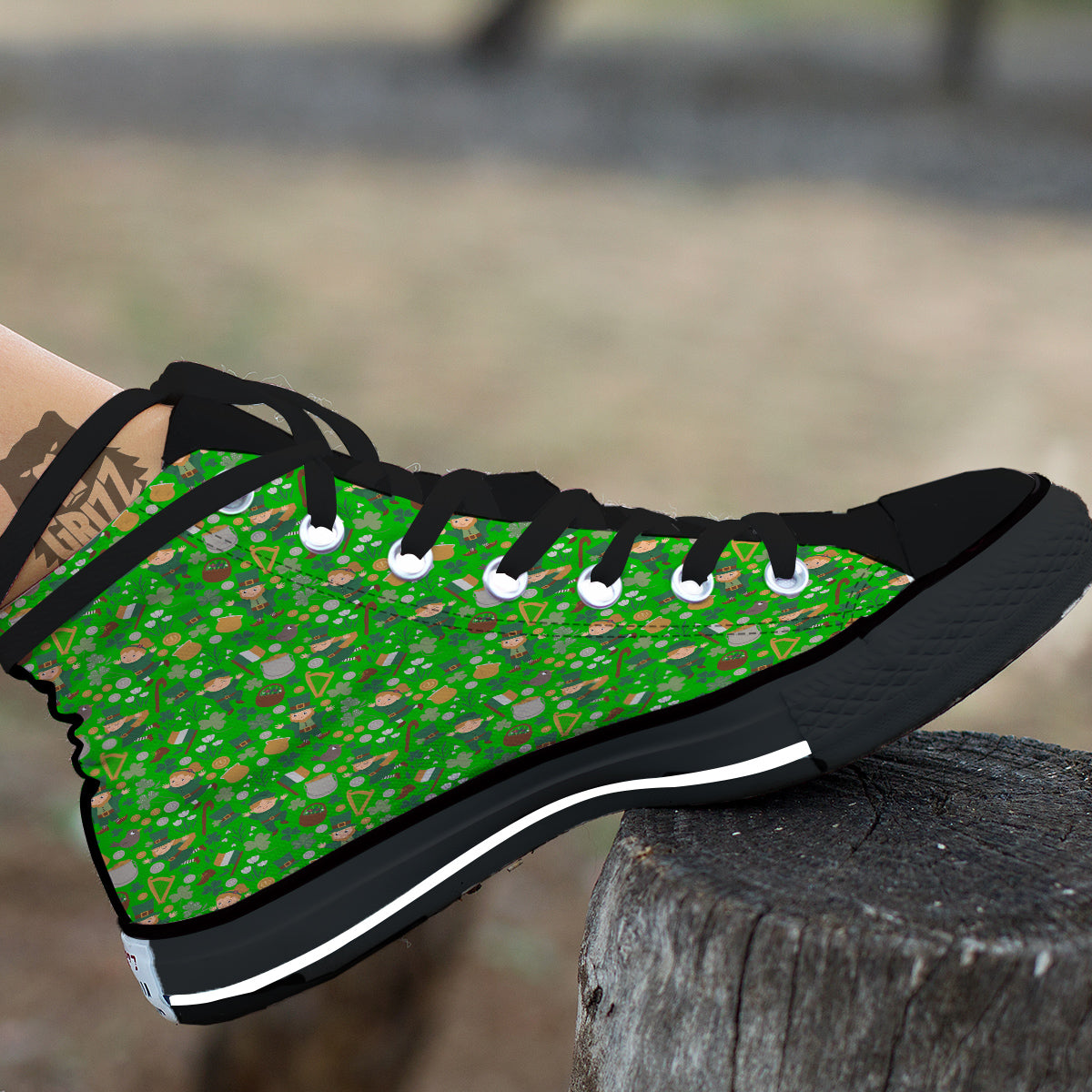 Saint Patrick's Day Cute Print Pattern Black High Top Shoes-grizzshop