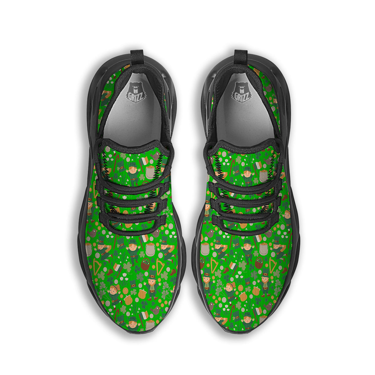 Saint Patrick's Day Cute Print Pattern Black Running Shoes-grizzshop