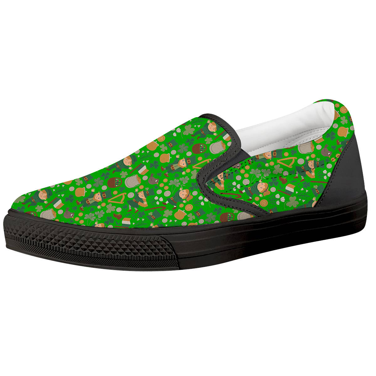 Saint Patrick's Day Cute Print Pattern Black Slip On Shoes-grizzshop