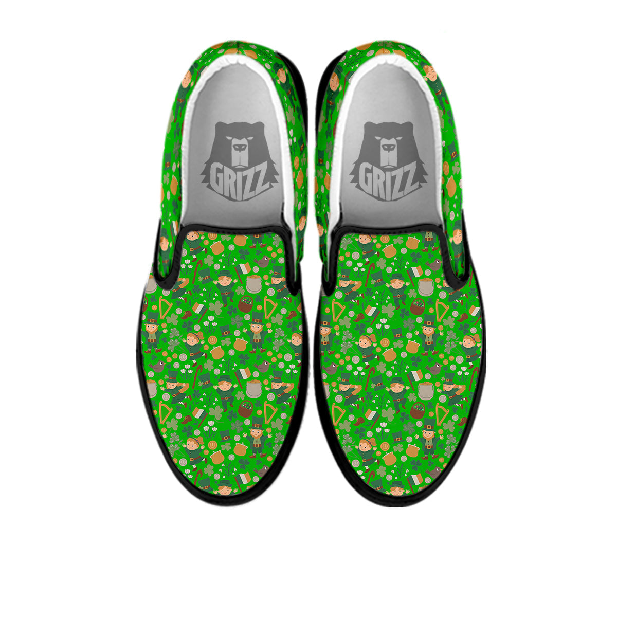 Saint Patrick's Day Cute Print Pattern Black Slip On Shoes-grizzshop