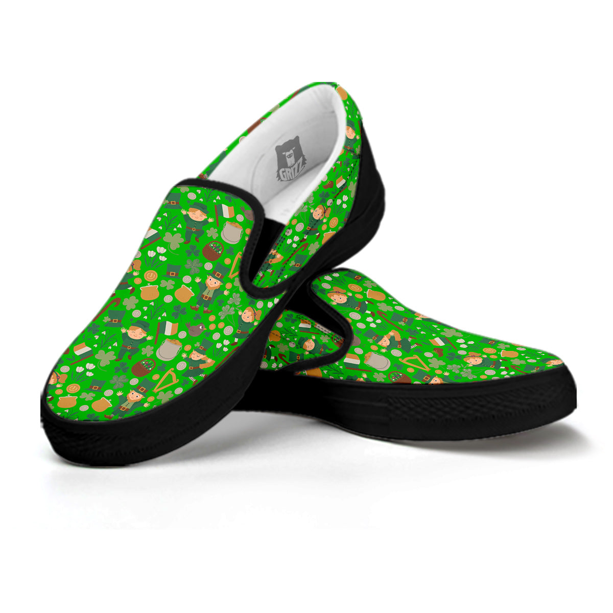 Saint Patrick's Day Cute Print Pattern Black Slip On Shoes-grizzshop