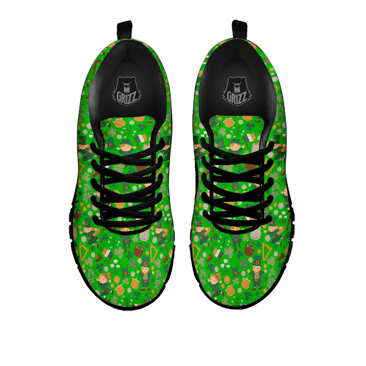 Saint Patrick's Day Cute Print Pattern Black Sneaker-grizzshop