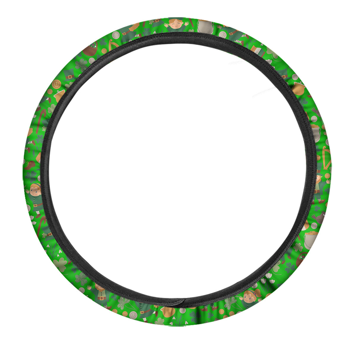 Saint Patrick's Day Cute Print Pattern Car Steering Wheel Cover-grizzshop