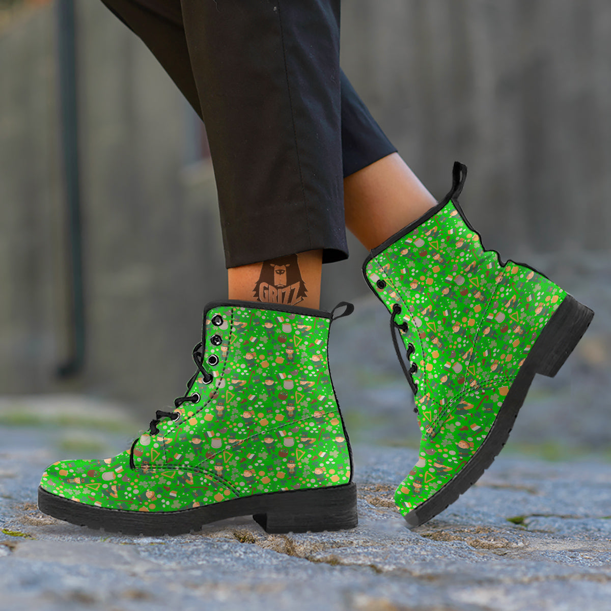 Saint Patrick's Day Cute Print Pattern Leather Boots-grizzshop