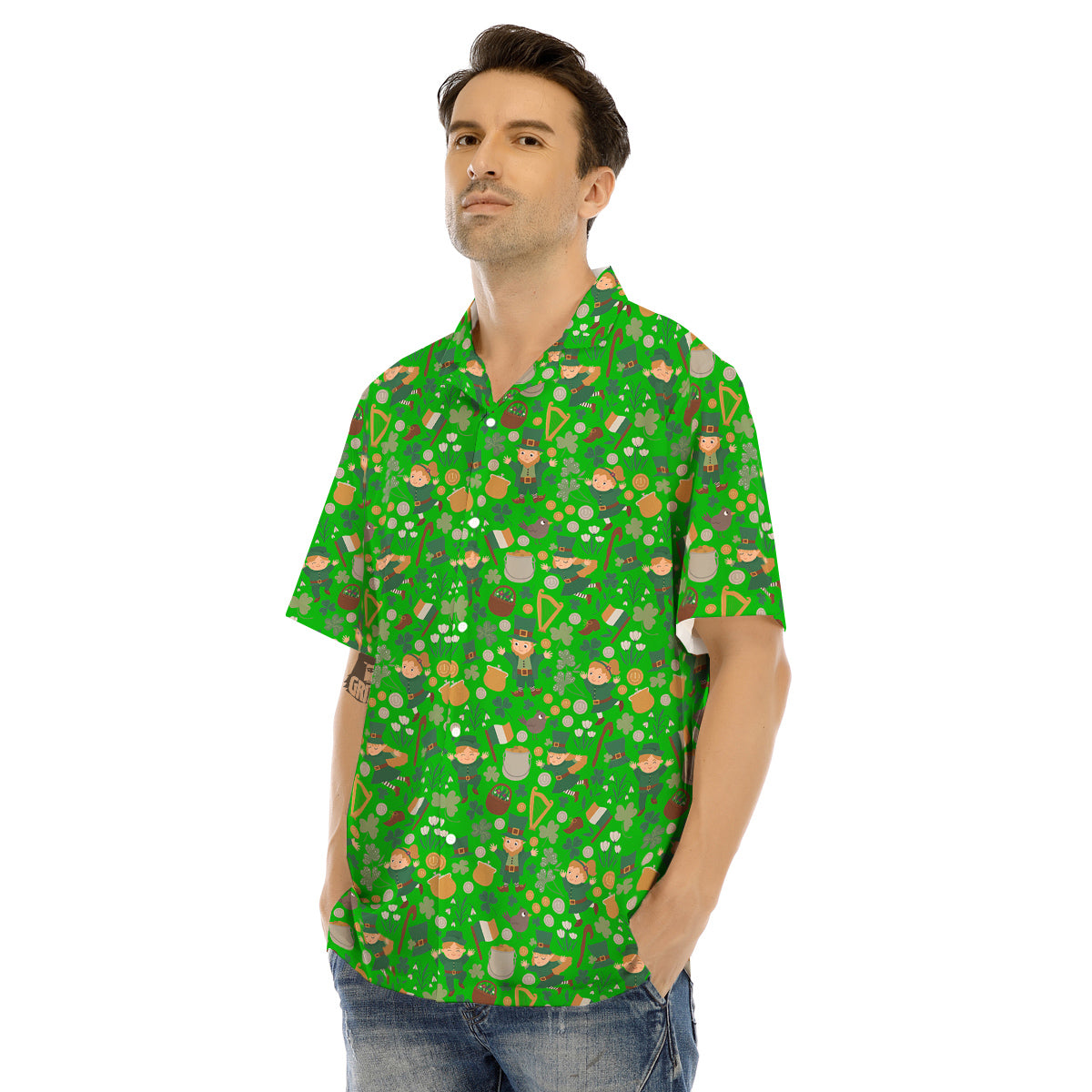 Saint Patrick's Day Cute Print Pattern Men's Hawaiian Shirt-grizzshop