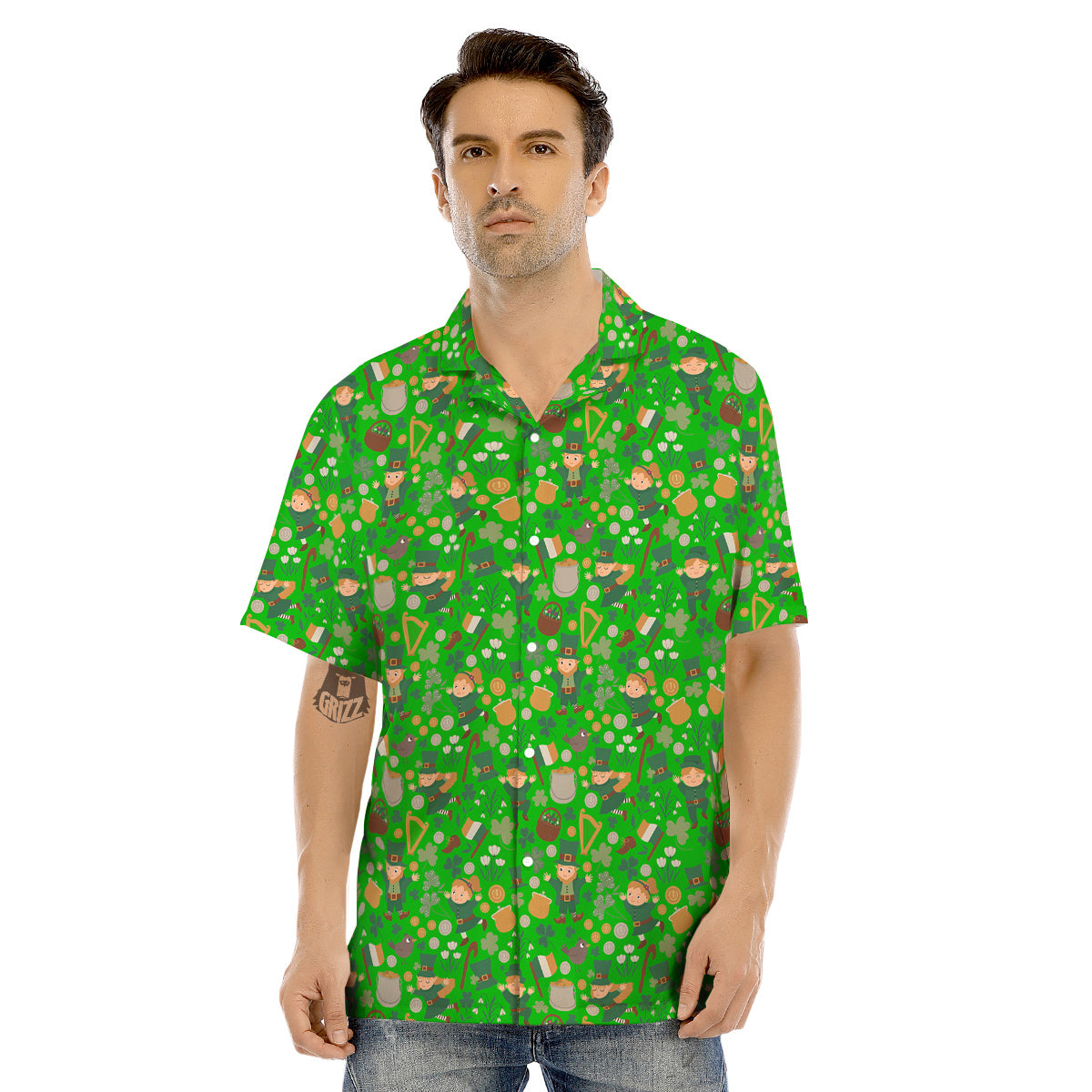 Saint Patrick's Day Cute Print Pattern Men's Hawaiian Shirt-grizzshop