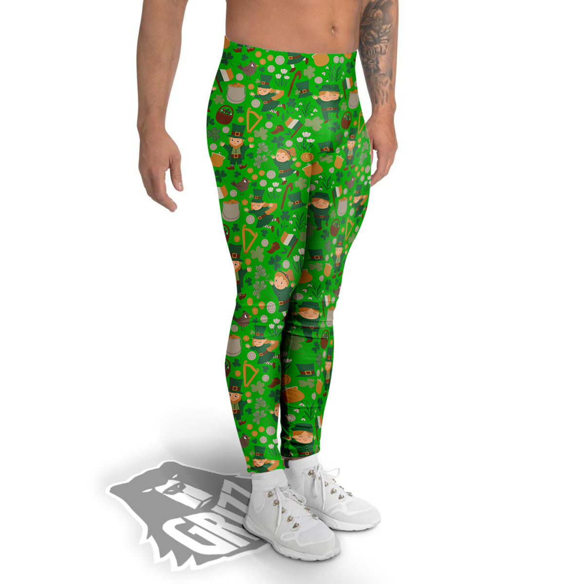 Saint Patrick's Day Cute Print Pattern Men's Leggings-grizzshop