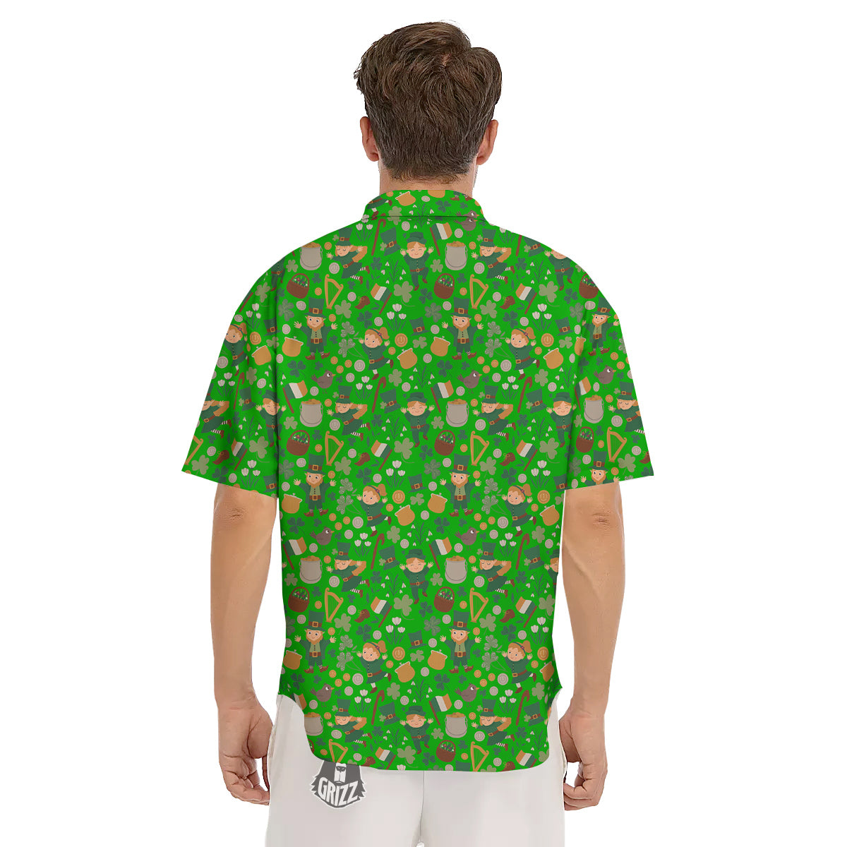 Saint Patrick's Day Cute Print Pattern Men's Short Sleeve Shirts-grizzshop