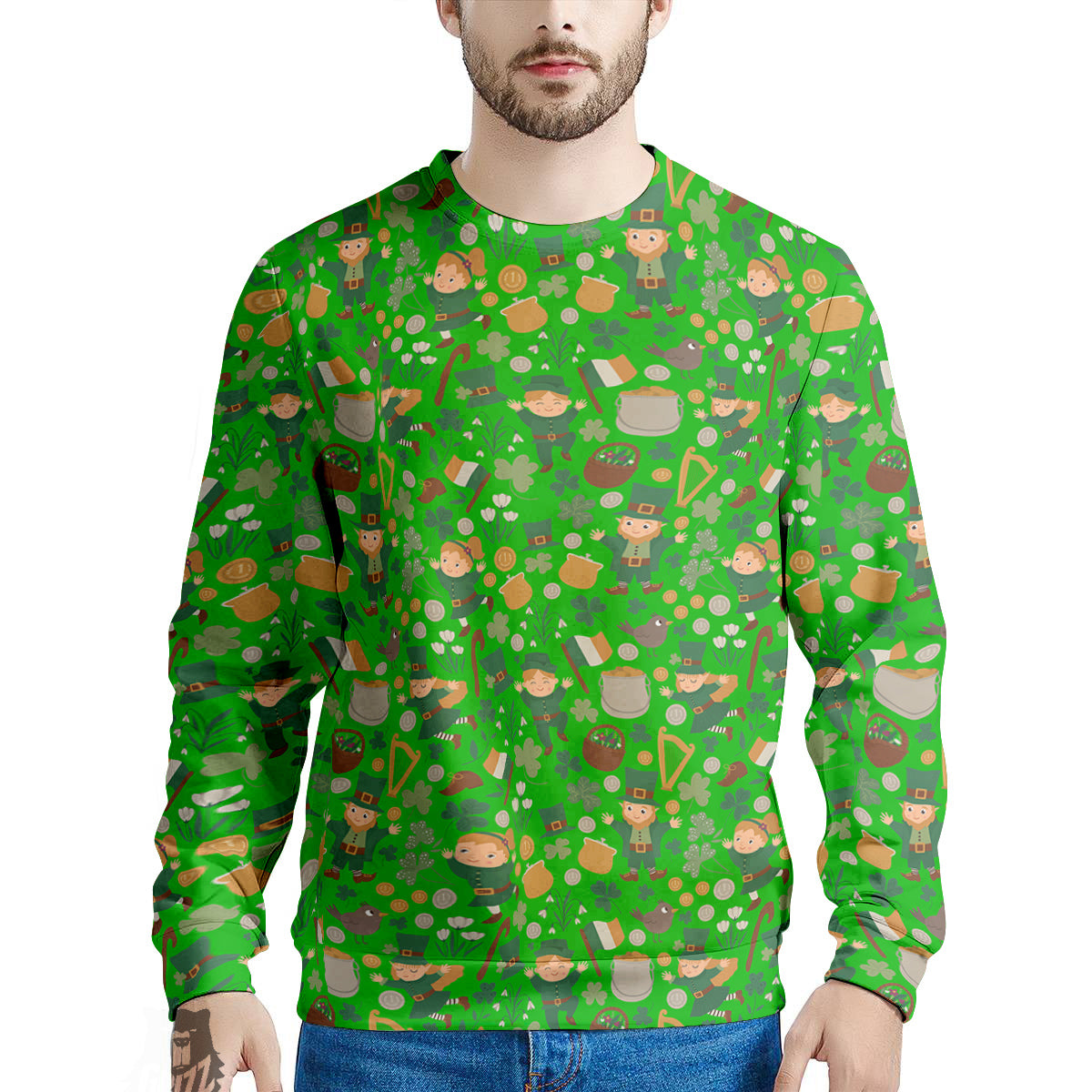 Saint Patrick's Day Cute Print Pattern Men's Sweatshirt-grizzshop