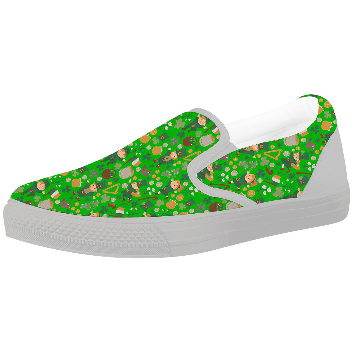 Saint Patrick's Day Cute Print Pattern White Slip On Shoes-grizzshop