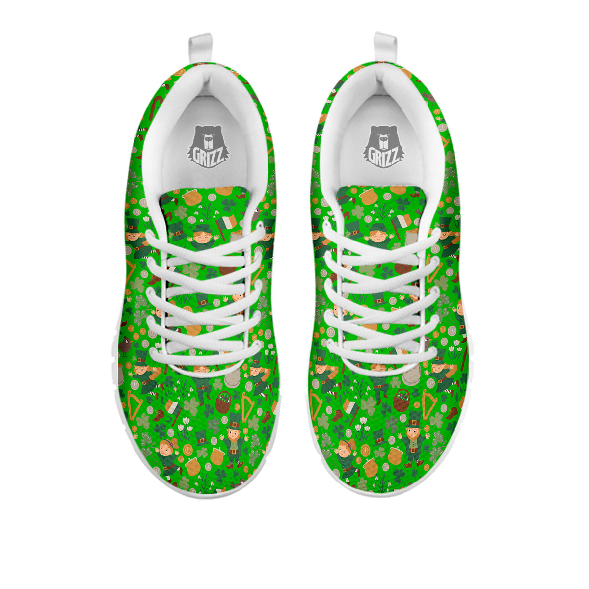 Saint Patrick's Day Cute Print Pattern White Sneaker-grizzshop