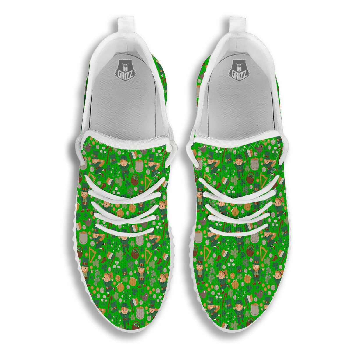 Saint Patrick's Day Cute Print Pattern White Walking Shoes-grizzshop