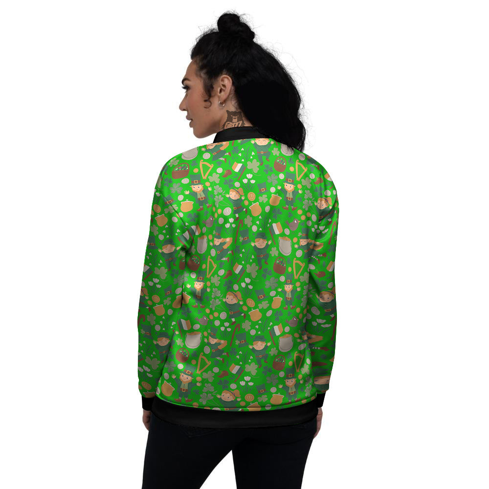 Saint Patrick's Day Cute Print Pattern Women's Bomber Jacket-grizzshop