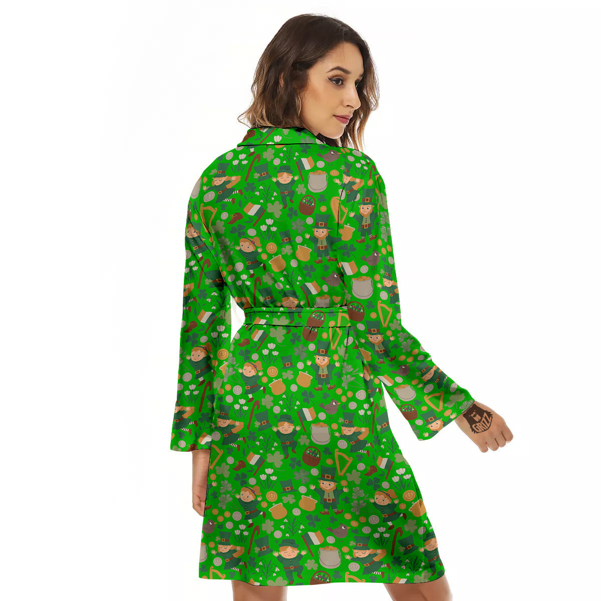 Saint Patrick's Day Cute Print Pattern Women's Robe-grizzshop