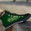 Saint Patrick's Day Green Clover Print Black High Top Shoes-grizzshop