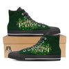 Saint Patrick's Day Green Clover Print Black High Top Shoes-grizzshop