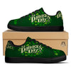 Saint Patrick's Day Green Clover Print Black Low Top Sneakers-grizzshop