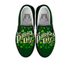 Saint Patrick's Day Green Clover Print Black Slip On Shoes-grizzshop