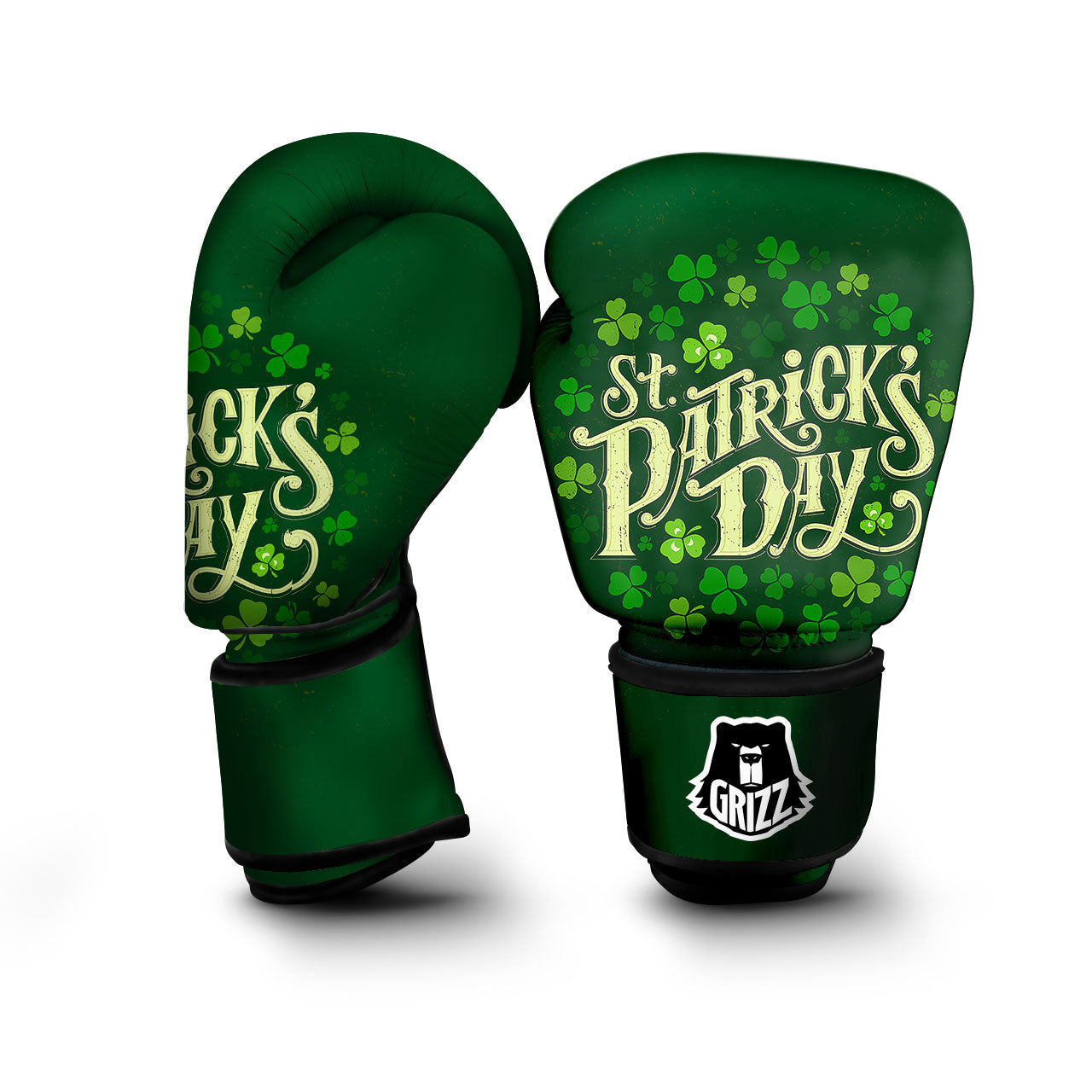 Saint Patrick's Day Green Clover Print Boxing Gloves-grizzshop