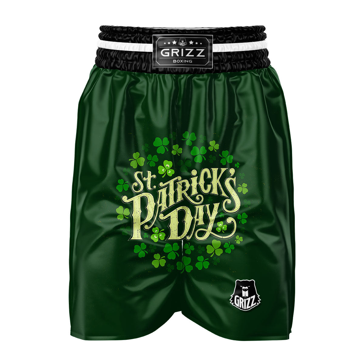 Saint Patrick's Day Green Clover Print Boxing Shorts-grizzshop