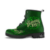 Saint Patrick's Day Green Clover Print Leather Boots-grizzshop