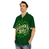 Saint Patrick's Day Green Clover Print Men's Hawaiian Shirt-grizzshop