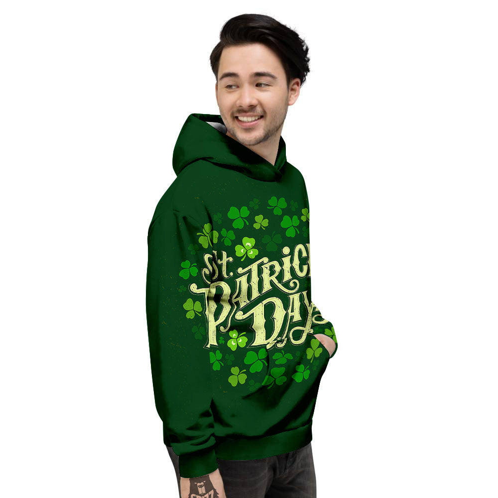 Saint Patrick's Day Green Clover Print Men's Hoodie-grizzshop