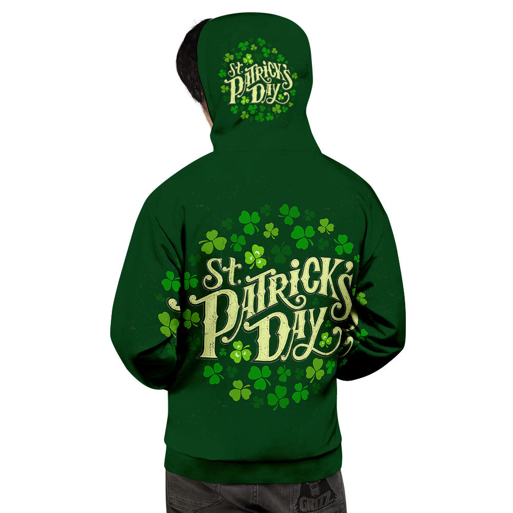 Saint Patrick's Day Green Clover Print Men's Hoodie-grizzshop