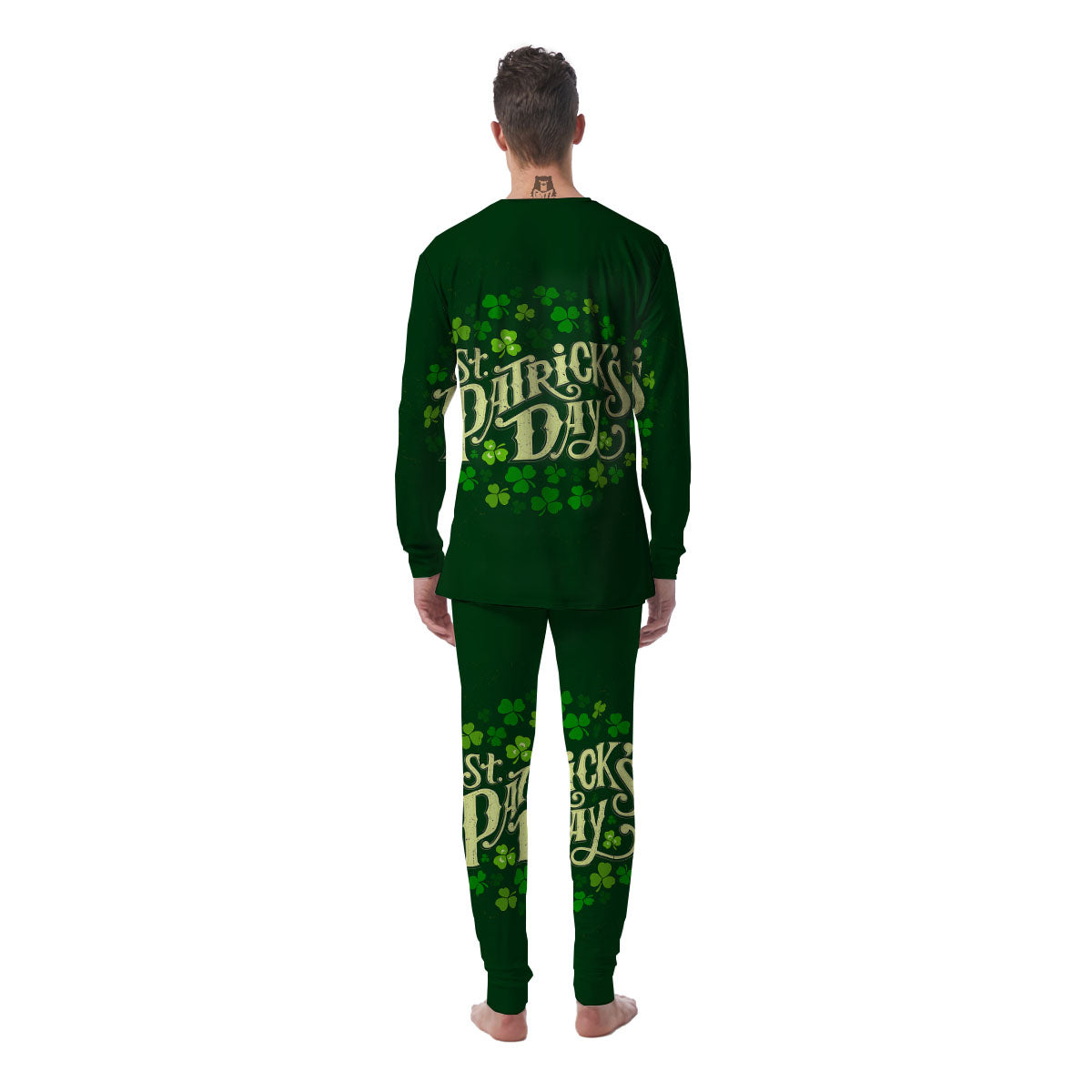 Saint Patrick's Day Green Clover Print Men's Pajamas-grizzshop