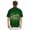 Saint Patrick's Day Green Clover Print Men's Short Sleeve Shirts-grizzshop