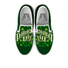 Saint Patrick's Day Green Clover Print White Slip On Shoes-grizzshop